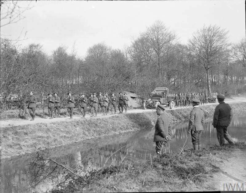 Austalian troops leading Richthofen's  casket on way to Bertangles Cemetery